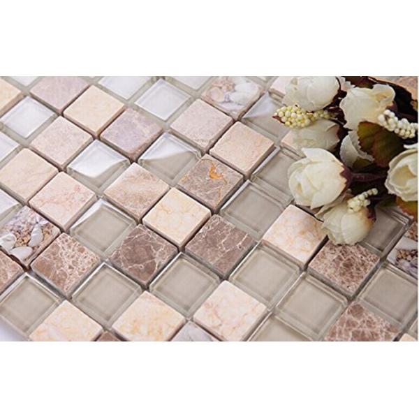 Natural Shell Pearl Subway Glass Tile , Iridescent Glass Mosaic Bathroom Tiles