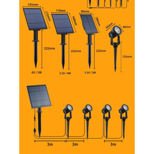 IP65 Solar Lawn Lights LED Outdoor Landscape Garden Solar Powered Highlight Spotlights