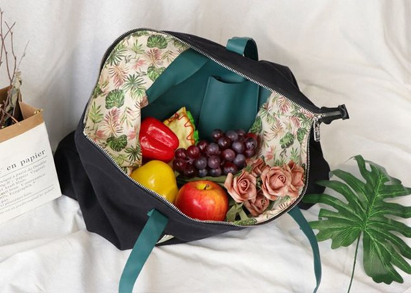 Oversize Black PU Leather Handle Recycled Canvas Tote Bags For Adult