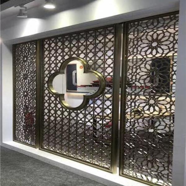 Custom stainless steel 3D circular pattern decorative room partition