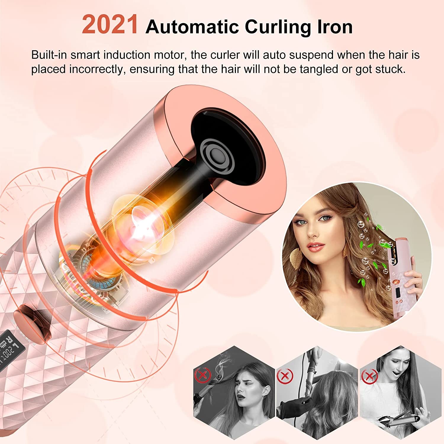 Curler волос Usb автоматический вращая, бесшнуровой вращая завивая утюг 110-240V