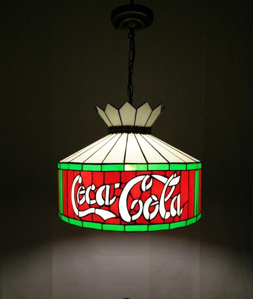 12'' Bar Restaurant Cafe Dining Room Hanging Light Ceiling Light Red Stained Glass LED Chandelier Pendant Lamp