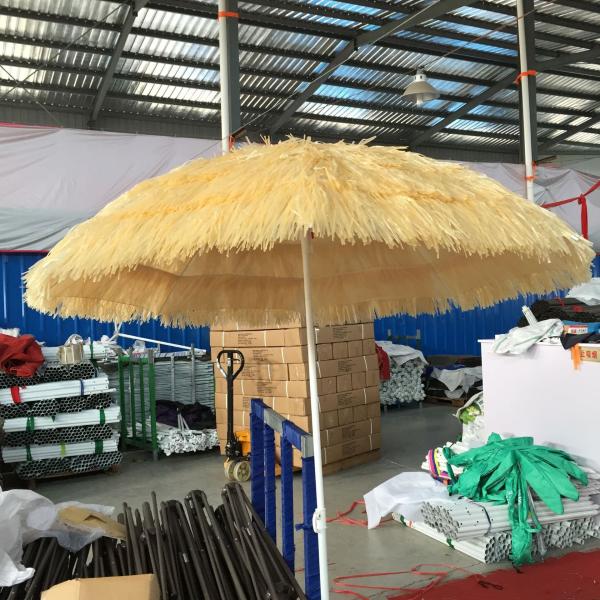 Manual Control Sun Beach Straw Thatch Scenic Patio Umbrellas Folding Wooden Iron Umbrella