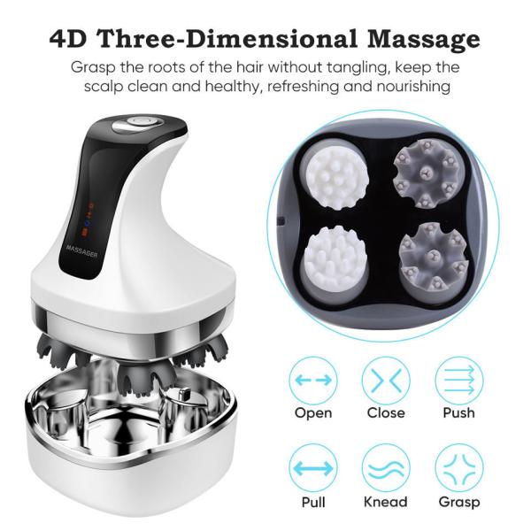 Electric Cordless Head Scalp Massager With Red Light Therapy Massage Migraine Relief