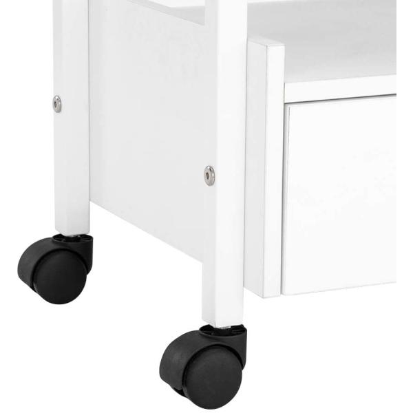 Roydom Contemporary White Kitchen Storage Cart Island With Drawers