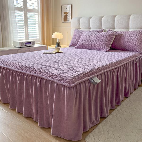 Односпальное ковровое одеяло из кораллового бархатного материала с кружевным покрытием, антистатическая хлопковая фланельная постельная юбка