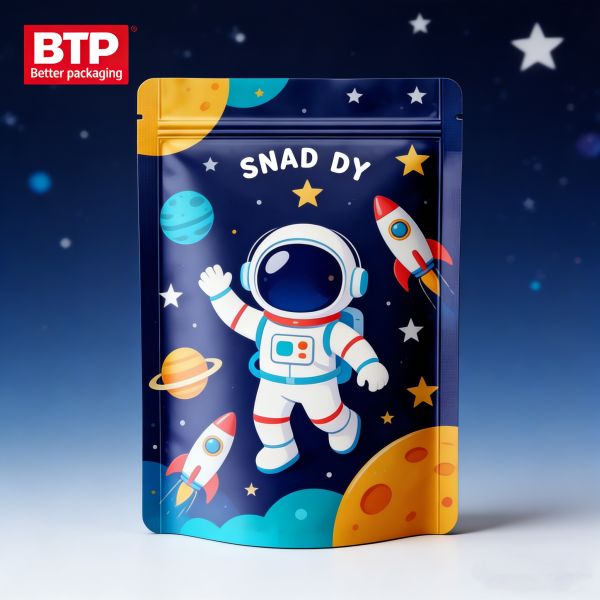 Bulk Supply Custom Cartoon Stand up Pouch Snack Bags with Zipper Top for Children's Food Disposable Wholesale Packaging