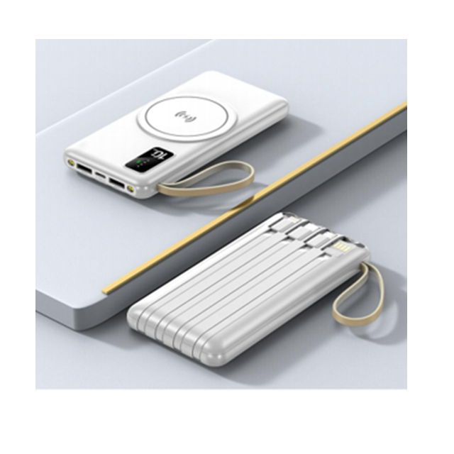 10000mAh Wireless Power Bank with 4 Cables, 3 Colors