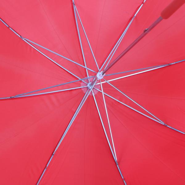 Red Light Selfie Stick Umbrella , Ladies Wooden Hook Handle Umbrella Durable