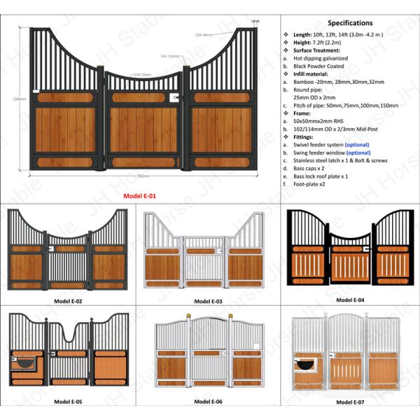 14ft*14ft European Horse Stalls 38mm Bamboo Metal Material Galvanised