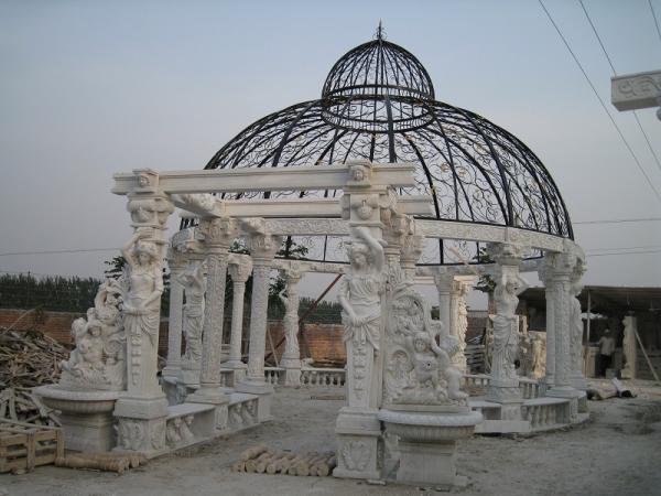 Outdoor Garden Deco stone carving marble gazebo, china marble sculpture supplier