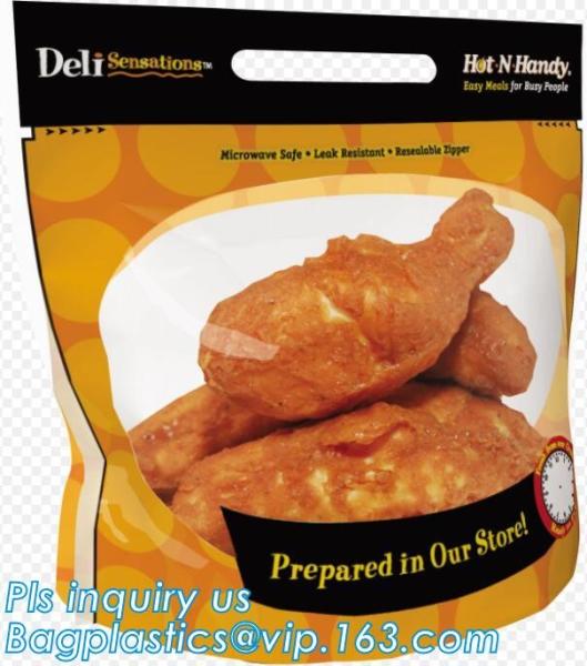 Stand Up Roasted Chicken Packaging Bags With Zip Top Hot Rotisserie Chicken Bag, Microwaveable pouch