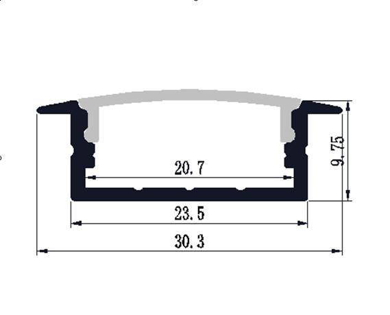 1000mmX30mmX10mm 6000 Series Grade LED aluminium profile for LED Strips and Rigid Bar