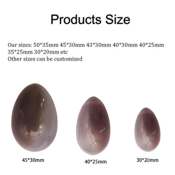 Yoni Eggs Set Healing Polished Grey Agate Egg Kaigl Vagina Dumbbell Yoni Massage Stones 3 Sizes for Intimate Wellness