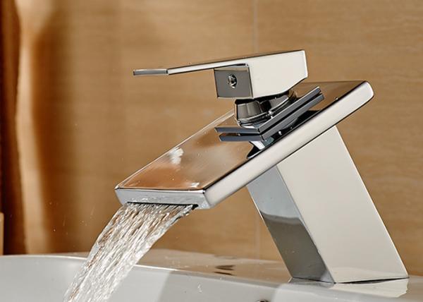 Square Waterfall Spout Contemporary Bathroom Faucets ROVATE Single Zinc Handle