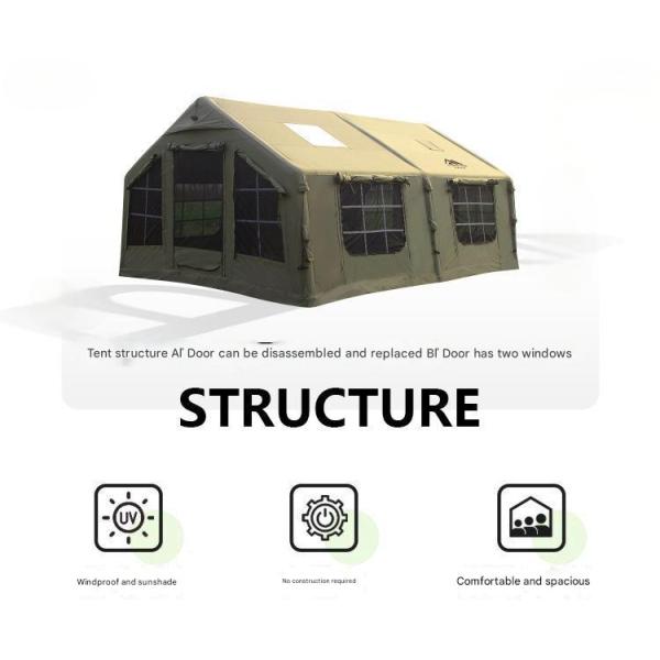 Military Green Inflatable Tent Exquisite Outdoor Camping 17.2 Square Meters Cotton Cloth