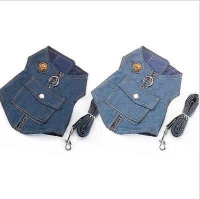 Harnais de chien de Jean Jacket Cool Blue Comfortable de chien de fibre de polyester