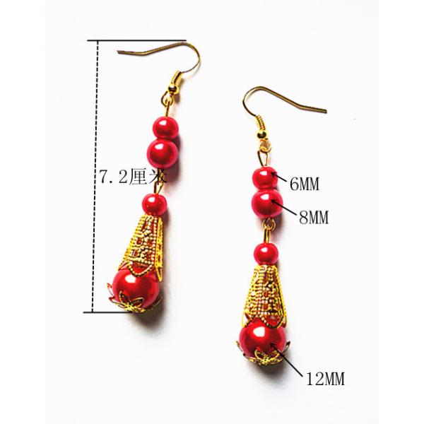 Bridal Jewelry Set red feather headdress first flowers retro Earrings