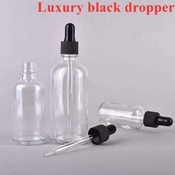 15ml 20ml 50ml 100ml luxury empty Clear Transparent Serum hair Essential Oil Glass Dropper Bottle for skincare