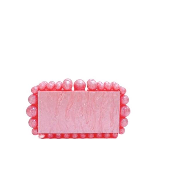 Transparent Shoulder Acrylic Bag Beaded Graceful Satchel Marble Wedding Party