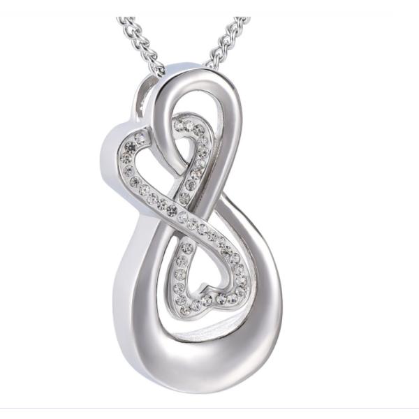 Stainless Steel Infinite Love Cremation Urn Necklace Personalized Memorial Keepsake