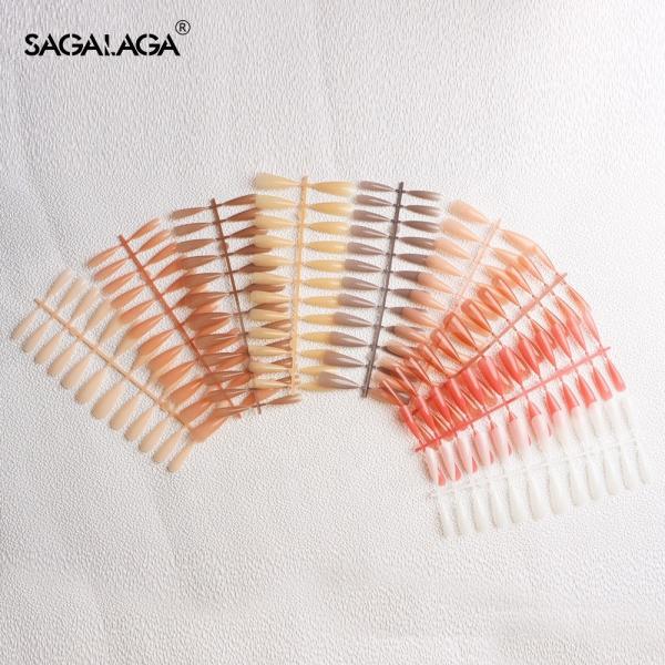 50 boxes Customized 3XL Colorful Full Cover Press on Nails Clear Pink Nude Medium Stiletto Plastic Cover Free Sample ABS