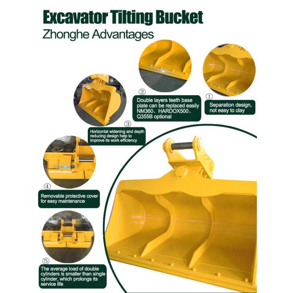 Double Cylinder Tilt Excavator Bucket Cleaning For 320 ZX300