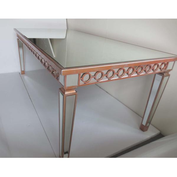 CE Home Mirrored Dining Table Rose Gold Color Large Rectangle Size