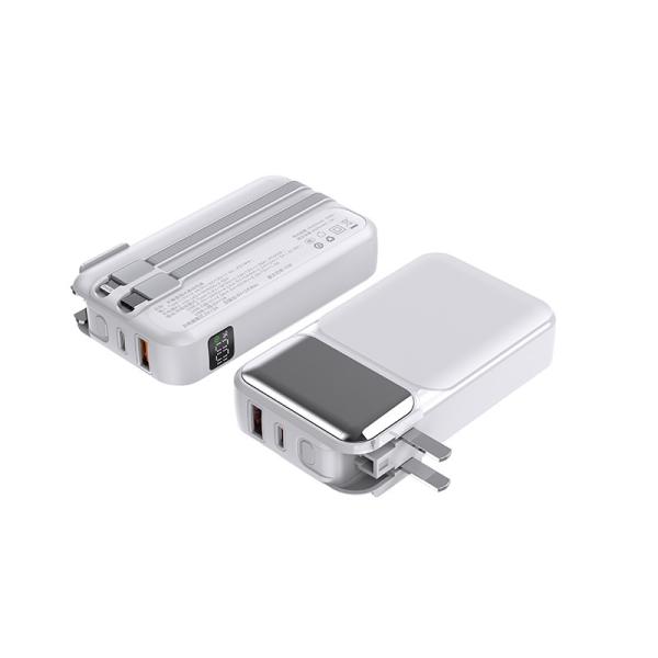 Portable Fast Charging Type C Power Bank With Built In Cord CE Approved
