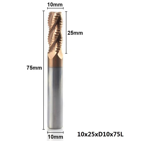 10mm Shank Precision Cutting Tools 4 Flute 45 Degrees TICN Coated Roughing End Mill