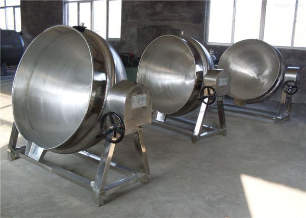Stainless Steel Electric Steam Jacketed Kettle , Electric Tilting Kettle For Food Industry