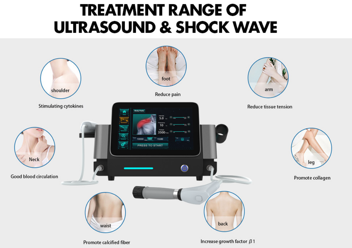 10 Bar Muscle Joint Pain Relief Ultrasound Ballistic Pneumatic Shockwave Therapy Device