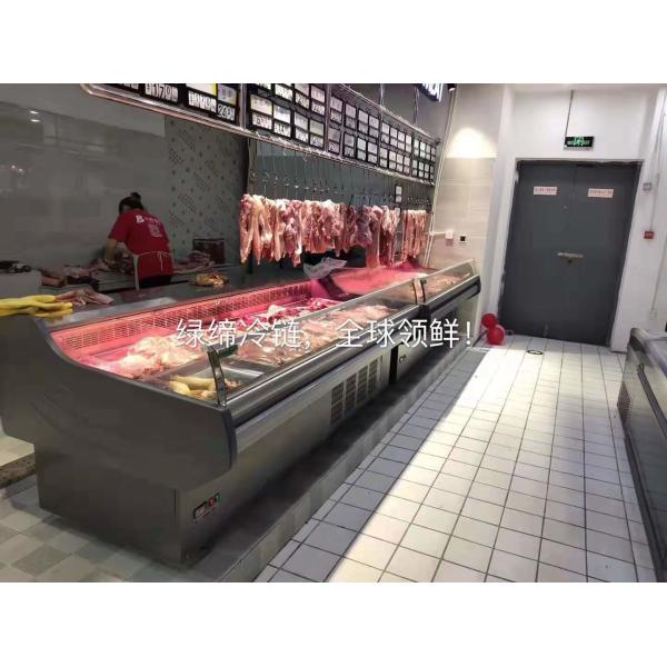 Commercial Top Open  Fish Display Refrigerator Freezer With Corner Design