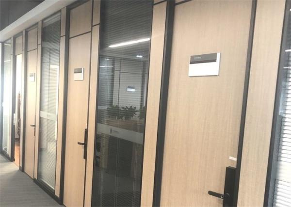 Full Height Office Wooden Partitions , Hall Partition With Wood And Glass