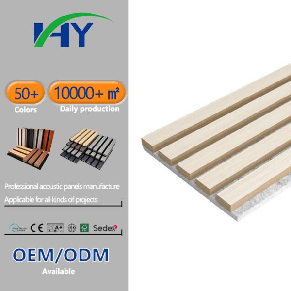Villa Style Customized Pearl Wood Slat Acoustice Panel for Home Renovation