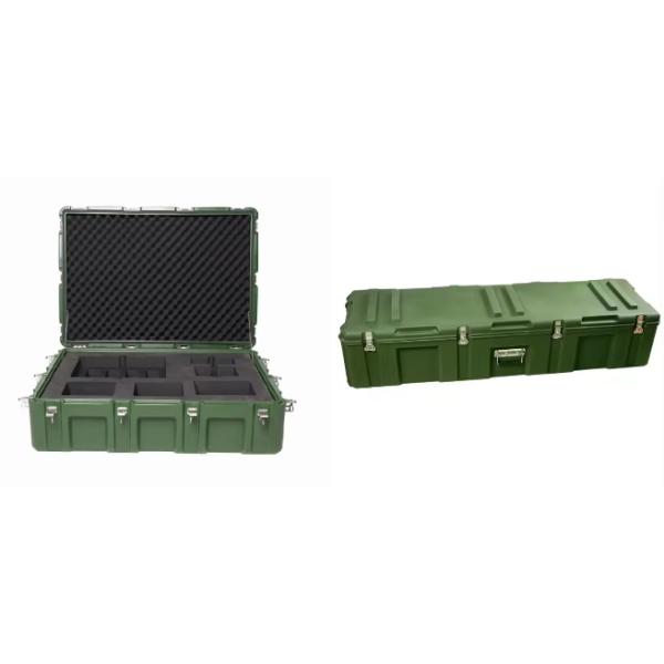 Cajas de almacenamiento de plástico verde moldeadas en rotación para uso militar al aire libre