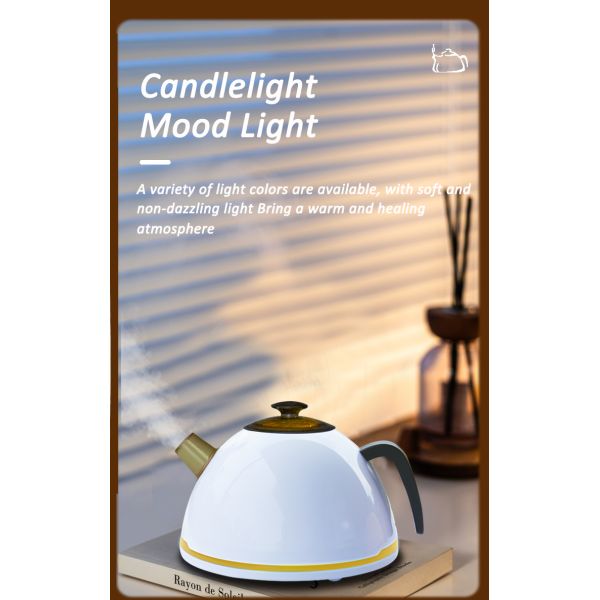 Aroma Diffuser and Humidifier Teapot-Shaped Aroma Diffuser 7-Color LED Simulated Boiling Water for Home