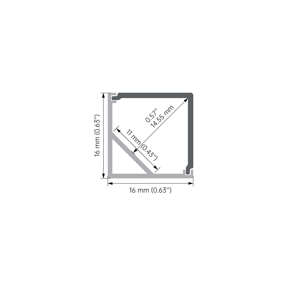 RoHS-Compliant 6063-T5 Aluminum LED Profile for Corner Installation in Strip Light Systems