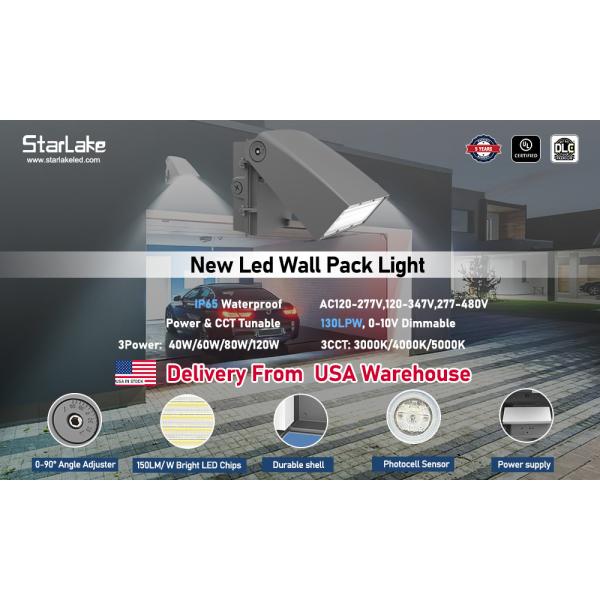 UL/DLC LED Wall Pack Light с фотоэлементом 30/40/50K Выбираемый 5600lm 11200lm 11200lm Регулируемый