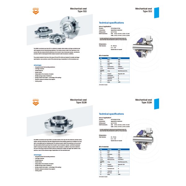 DEPAC Type 321 322 323 Stationary Double Cartridge Mechanical Seals for Pumps