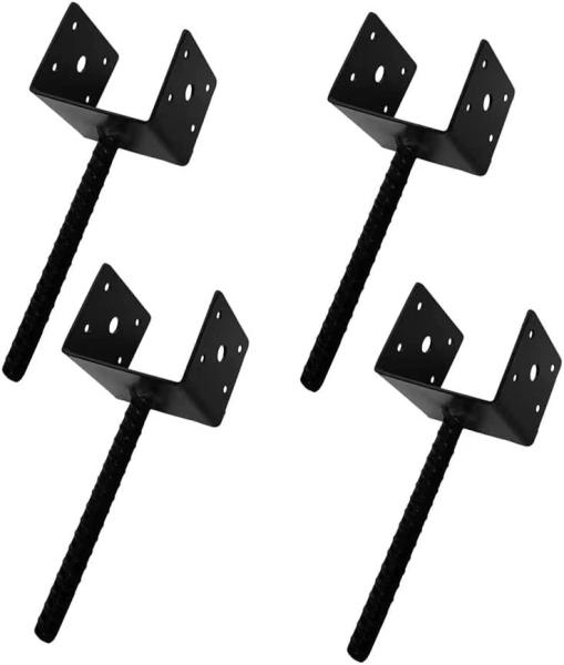 Steel U Shape Fence Post Holder Ground Spike Post Anchor Metal Powder Coated 4 Inches x 4 Inches