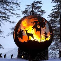 Sphère rouge rustique extérieure de cuvette de feu d'acier de Corten 1000mm ou adapté aux besoins du client