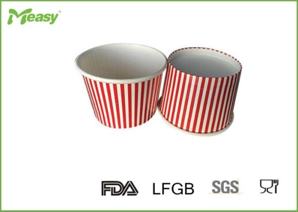 150ml Red Stripe Ice Cream Paper Cups For Children Party , SGS LFGB certification