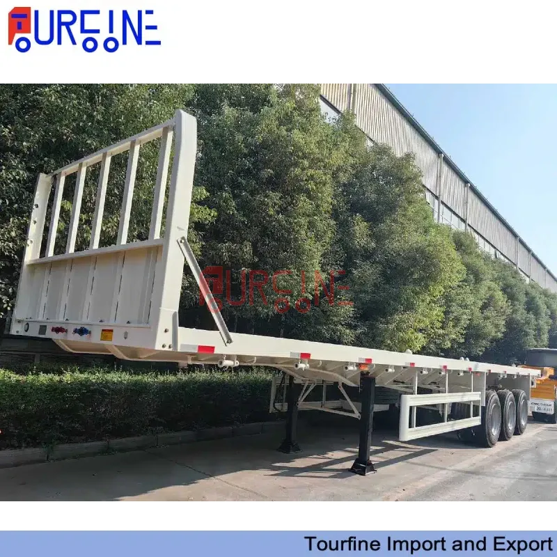 Interlink Or Super Link Flatbed Semi Trailer 2 Axle 40 Ft Shipping Container Trailer With Lock