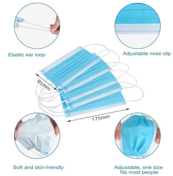 Anti Virus Medical Standard Sanitary Disposable 3 Ply Earloop Face Mask PPE Supplies