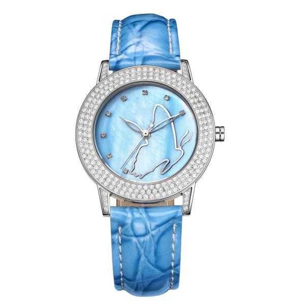 3ATM Blue Custom Full Diamond Women Watch