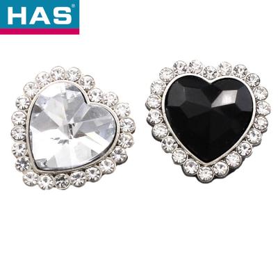 Exquisite Crystal Heart Buttons 14 / 18 / 21 / 28mm Black Crystal Buttons