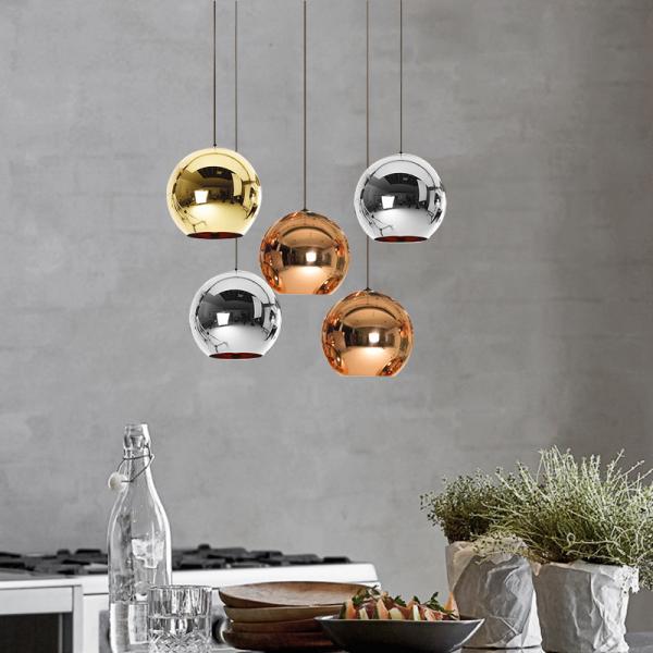 Silver gold copper Color Glass Globe Pendant Light for indoor home Kitchen Decoration (WH-GP-01)