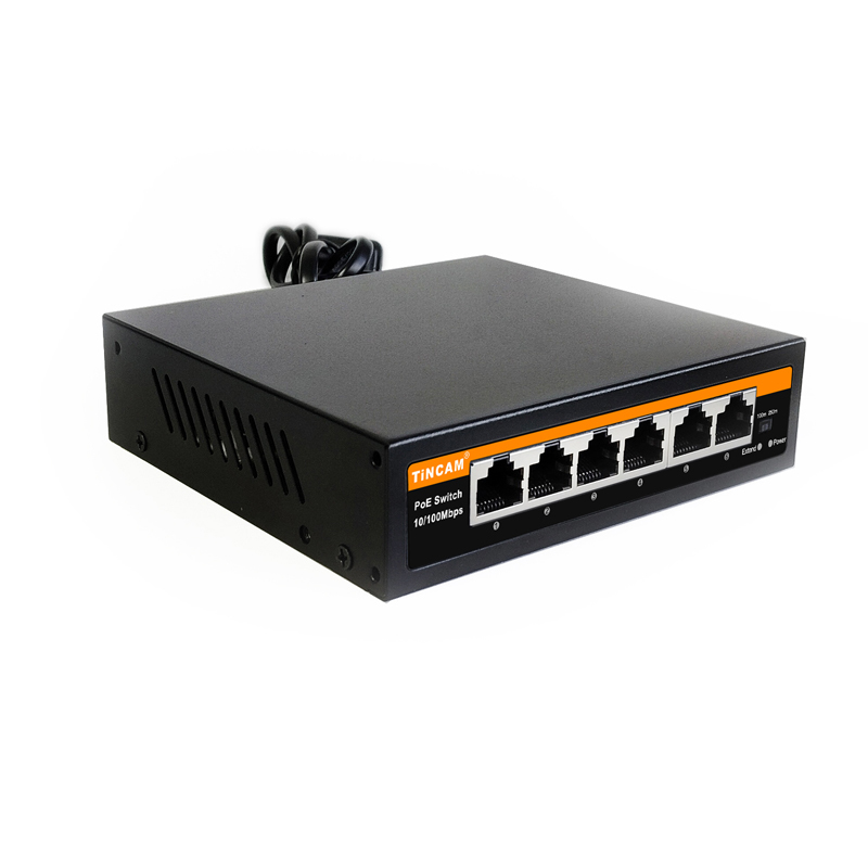 4 Port PoE Switch with 2 Fast Ethernet Uplink Ports 6-Port Unmanaged PoE Switch IEEE 802.3af/at 48W Built-in Power Supply Unmanaged TNC-EPS4306N4