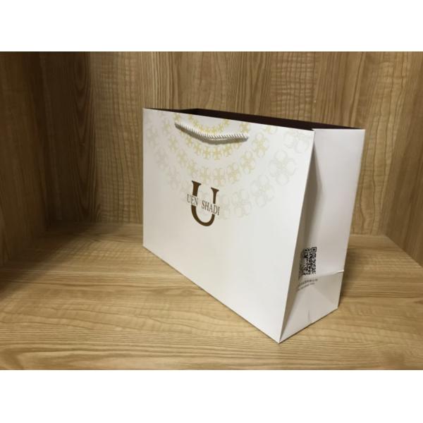 Custom CMYK Printing Cardboard Shopping Bags With Nylon Rope Handle